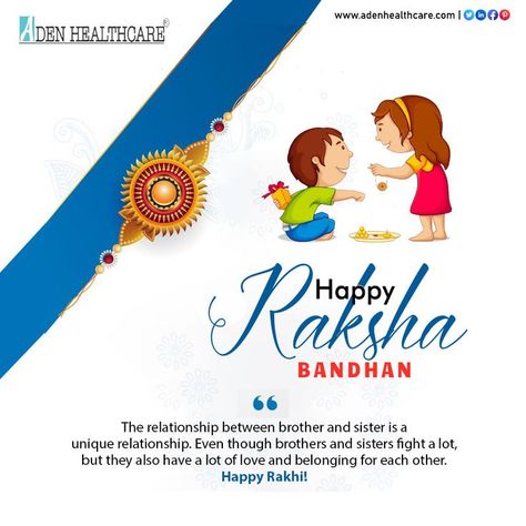 To have an affectionate relationship with a sister or brother is not just to have a friend or a confidant -- it is to have a companion for life. Aden Healthcare wishes all a very Happy Raksha Bandhan to all. #rakshabandhan #rakhi #rakhispecial #rakhigifts #brothersisterlove #instagram #happyrakshabandhan #rakhicelebration #rakhifestival #indianfestival #sisterlove Rakhi Festival, Happy Rakhi, Happy Raksha Bandhan, Brother And Sister Love, Happy Rakshabandhan, Raksha Bandhan, More Love, Sister Love, Indian Festivals