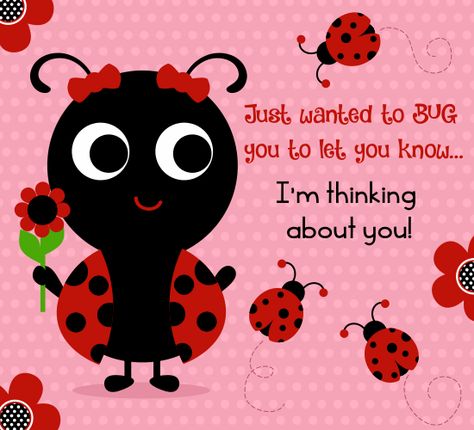 You’re Special, Thinking About You, Just Checking In On You Images, Bugs And Wishes, Ladybug Sayings Quotes, Thinking Of You Quotes For Him, Close To My Heart Dragonfly Wishes, Heard You Caught A Bug Card, Ladybug Quotes