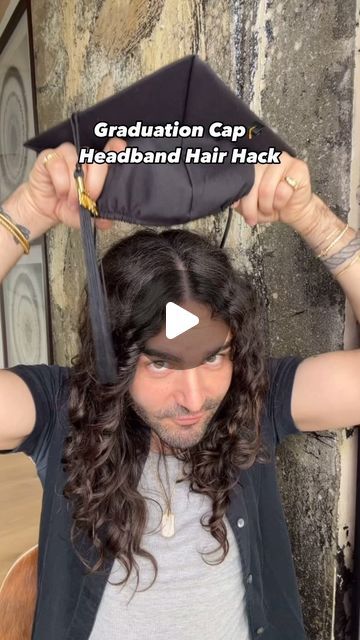 Matt Newman on Instagram: "this viral #hairhack for ur graduation cap blew my mind the first time i saw it!!🎓 #hairinspo #instahair #headband #hairideas 🎓 have u seen this graduation day hair hack before?!!!" Diy Headband For Graduation Cap, Head Band Graduation Cap, How To Keep Graduation Cap On Head, Graduation Cap Hacks Headband, Masters Cap Ideas, Hair With Graduation Cap, Grad Cap Headband Hack, Graduation Cap Headband Hack, Graduation Hairstyles With Cap Long