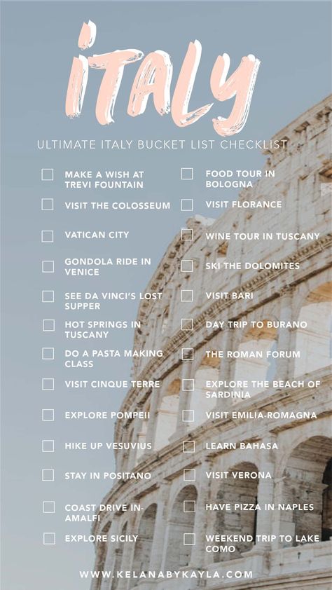 Bucket List Ideas Travel Places To Visit, What To Do In Italy, Italy Essentials, Italian Bachelorette, Italy In June, Dutch Phrases, Italy Bucket List, Italy Trip Planning, Italian Travel