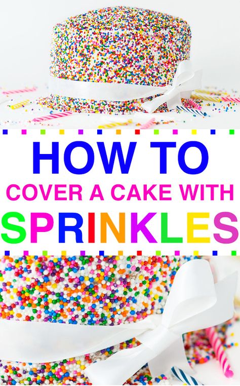 HOW TO VIDEO: How To Cover A Cake With SPRINKLES! @tablespoon #tablespoon #ad How To Make A Sprinkle Cake, How To Sprinkle A Cake, Cake Decorating With Sprinkles, Cake Covered In Sprinkles, Cake Decorating Sprinkles, Diy Sprinkle Cake, Sprinkle Cakes, 3rd Birthday Sprinkle Party, Cakes With Sprinkles