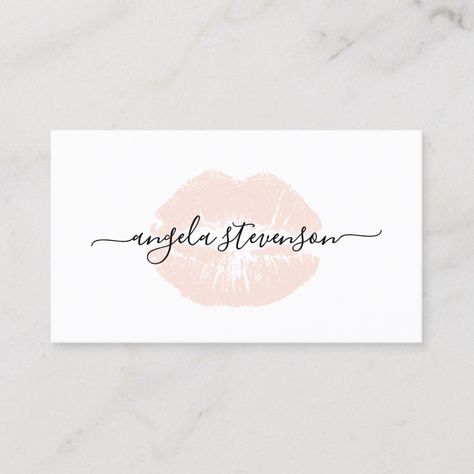 Pretty Business Cards, Pink Lips Art, Lips Logo, Logo Makeup Artist, Bright Pink Lips, Makeup Logo Design, Pink Lips Makeup, Artist Business Card, Lip Logo