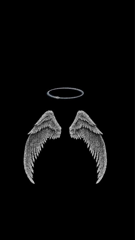 Black Wallpaper, Angel Wings, Black Background, Angel, White, Black