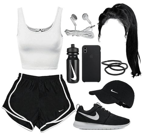 Nike Outfit | ShopLook Black Sports Shorts Outfit, Nike Outfit Ideas For Women, Cute Practice Outfits, Nike Fits Women, Sporty Astethic, Nike Sport Outfit Women, Active Wear Outfits Aesthetic, Girl Nike Outfits, Nike Fits Outfits