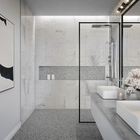 Home Decor Ideas for a Cozy Living Room Master Shower Tile, Large Shower Tile, Bathroom Tiles Combination, Organized Ideas, Porcelain Tile Bathroom, Shower Wall Tile, Plant Style, White Bathroom Tiles, Floor And Decor