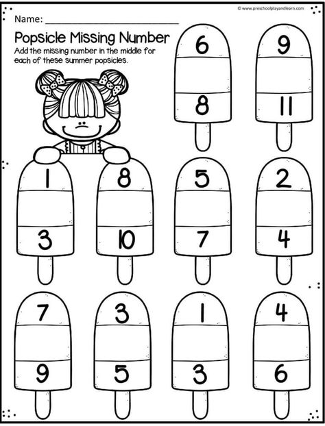 Summer Math Worksheets, Number Worksheets Kindergarten, Number Worksheet, Kindergarten Math Worksheets Free, Summer Worksheets, Summer Math, Kids Worksheets Preschool, Preschool Math Worksheets, Summer Preschool