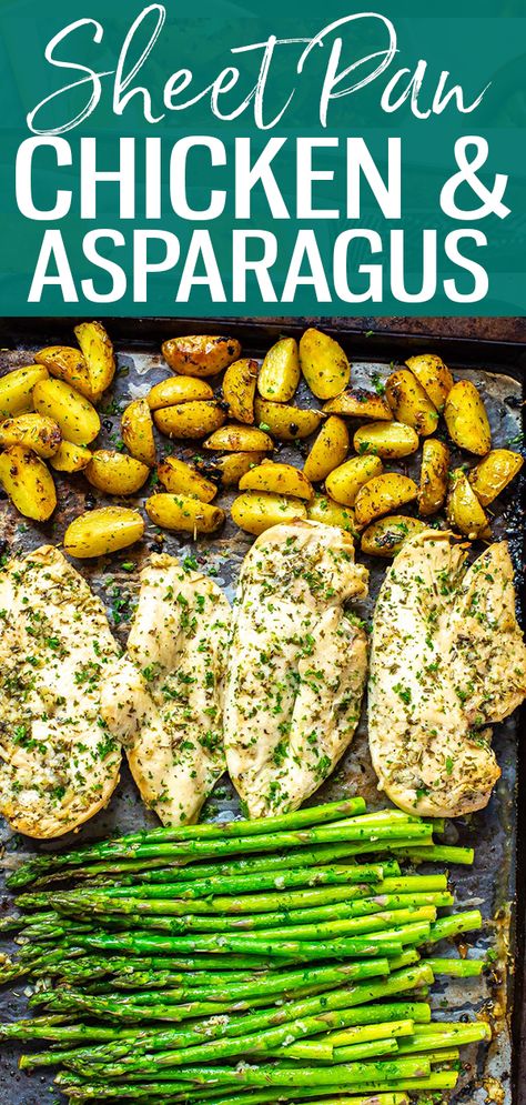 Sheet Pan Chicken And Asparagus, Simple Chicken Recipes, Chicken And Asparagus, Sheet Pan Meals Chicken, Sheet Pan Chicken, Sheet Pan Dinners Recipes, Chicken Asparagus, Simple Chicken, Pan Dinners