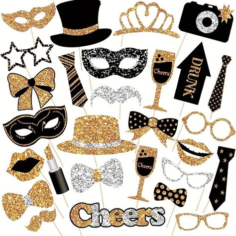 30pcs Sparkling Glitter Photo Props For Carnival Wedding Halloween Christmas And More Perfect Party Accessories For Table Decorations And Photo Booths - Home & Kitchen - Temu Australia Funny Graduation Photos, Prom Party Decorations, Foto Booth, Photo Booth Props Birthday, Graduation Photo Booth Props, Party Photo Booth Props, Foto Props, Party Fotos, Funny Selfies