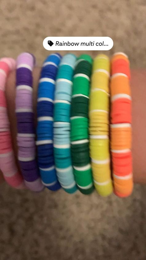 Make Clay Beads, Clay Bead Bracelets, Diy Kandi Bracelets, Colorful Bead Bracelets, Clay Bead Necklace, Beaded Braclets, Preppy Bracelets, Homemade Bracelets, Polymer Clay Bracelet