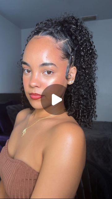 Michi ♡ on Instagram: "Curly half up half down 🤎  Products linked on my storefront ;)  Hair inspo @tijerarayemua 🫶🏽  #curlyhair #hair #curls #curlygirl #naturalhair #curly #explore #hairstyle #inspiration #hairideas #explorepage #halfuphalfdown" Easy Hairstyles For Mixed Curly Hair, Half Up Half Down Quick Weave Curly, Half Up Half Down Curly Hair Black Women, Half Up Half Down Crochet Hairstyles, Half Up Half Down Black Women, Curly Clip In Hairstyles, Half Up Half Down Curly Hairstyles, Quick Weave Curly, Down Curly Hairstyles