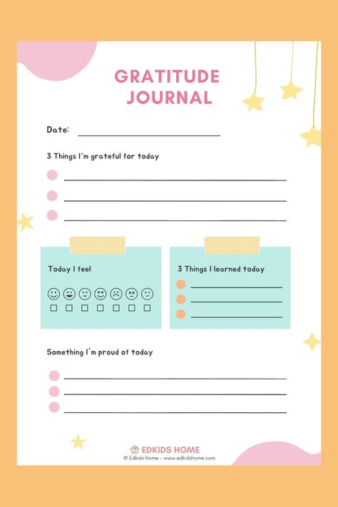 Explore our Gratitude Journal for kids with delightful printables for kids. Foster thankfulness in a fun and engaging way. Download and start today! Gratitude Journal Prompts For Kids, Kids Journal Printables, Kids Journal Ideas, Gratitude For Kids, Journaling For Kids, Gratitude Activities For Kids, Gratitude Journal Ideas, Gratitude Worksheet, Gratitude Writing