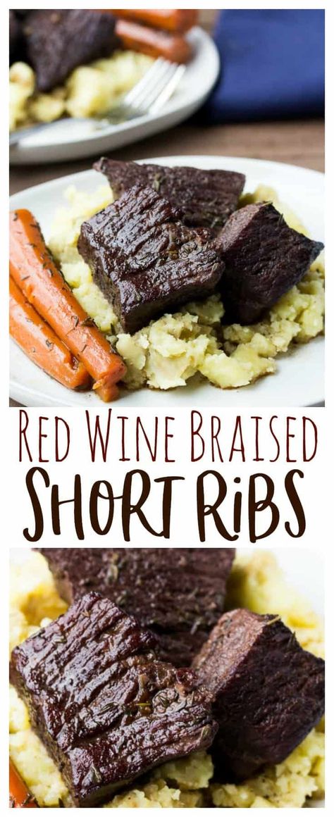 Red Wine Braised Short Ribs, Wine Braised Short Ribs, Impressive Dinner, Over Mashed Potatoes, Fancy Dinner Recipes, Weekend Dinner, Braised Short Ribs, Dinner Guests, Dinner Recipes Easy Quick