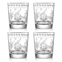 Cute Glassware Set, Pattern Aesthetic, Drinking Glasses Set, Drinkware Sets, Glasses Clear, Whiskey Glass, Juice Glasses, Floral Pattern Design, Old Fashioned Glass