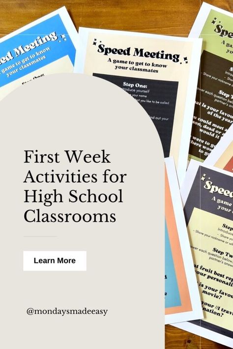 With the back-to-school season quickly approaching, you might be wondering which first day of school activities would work best for your high school students. The lessons and activities that you choose to include in the first week of school are important for setting the tone in your classroom. It is also an opportune time to exchange important information with your students. Let’s not forget the influence of first-day icebreakers, too! First Week Of School High School, First Day Art Activities High School, High School First Week Activities, First Week Of School Ideas High School, First Day Of School High School Activity, First Day Activities High School, 1st Day Of School Activities Highschool, High School Back To School Activities, First Day Of School Highschool