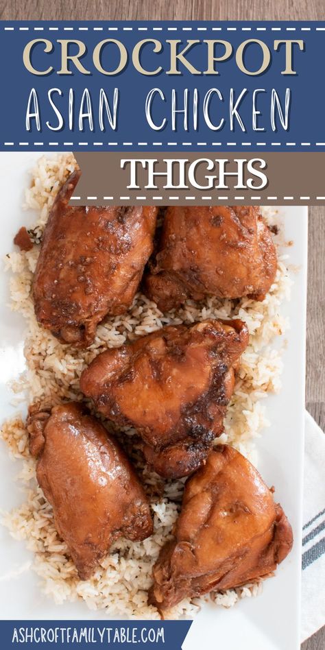 Crock Pot Asian Chicken, Crockpot Asian Chicken, Boneless Chicken Thighs Crockpot, Asian Crockpot Chicken, Crock Pot Asian, Crockpot Asian, Soy Sauce Glaze, Asian Chicken Thighs, Crockpot Chicken Thighs