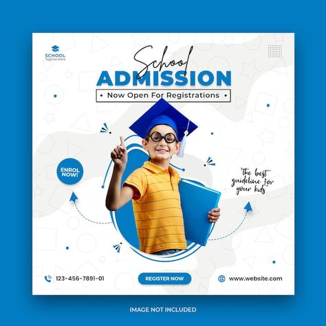 School Admissions Banner, College Social Media Design, College Social Media Post Design, College Poster Design Ideas, School Admission Banner, Academy Social Media Design, School Social Media Post Ideas, Educational Post Design, School Social Media Post Design