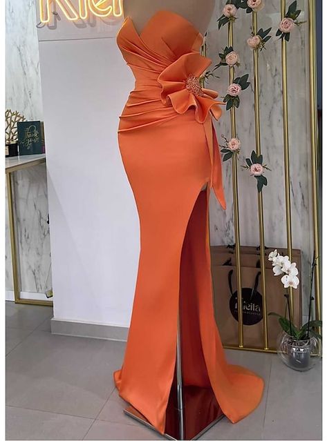 Dress Masquerade, Masquerade Prom, Gown Floral, Masquerade Dresses, Evening Dresses Online, Orange Satin, Cheap Evening Dresses, Evening Dresses Cocktail, Prom Dresses Online