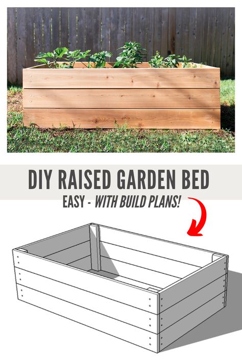 Garden Bed Measurements, Grow Boxes How To Build, Simple Garden Boxes Diy, Simple Diy Garden Bed, Free Raised Garden Bed Plans, How To Make A Garden Box Raised Beds, Plans For A Raised Garden Bed, Garden Bed Raised Diy, Flower Bed Boxes Raised Planter