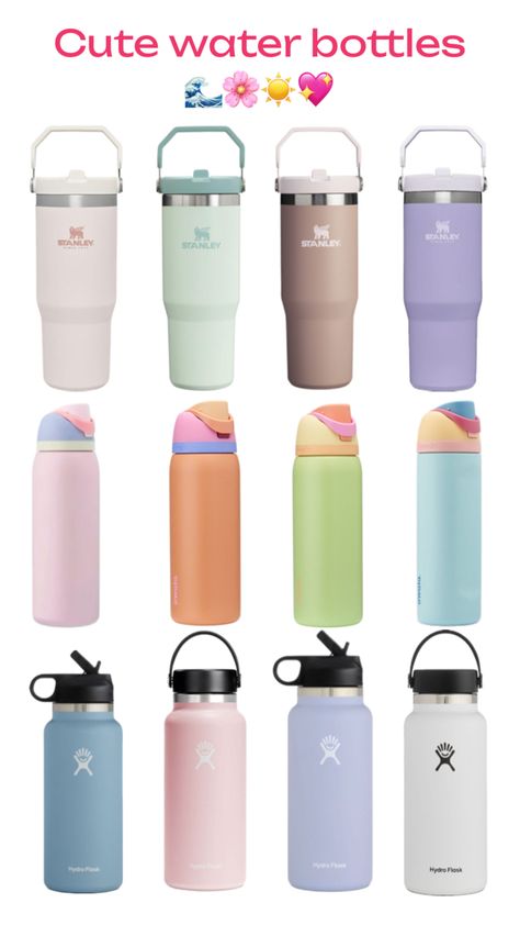 Hydroflask  Stanley Iceflow  Owala Stanley Iceflow, School Water Bottles, Cute Water Bottles, Birthday List, Cute Cups, School Essentials, Water Bottles, Water Bottle, Water