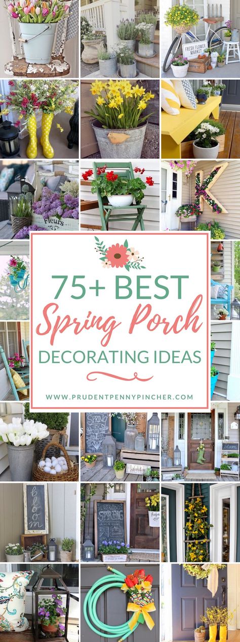 Spring is in the air so brighten up your front porch for the spring season. From colorful planers to spring wreaths, there is plenty of inspiration here for spring porch ideas. DIY Monogrammed Planter from Remodelaholic Flowers in a Lantern from Little Brags Farmhouse Style Spring Porch from Little Vintage Nest Spring Front Porch from Cottage in … Spring Porch Decorating Ideas, Spring Porch Ideas, Spring Porch Decorating, Diy Frühling, Spring Porch Decor, Porch Decorating Ideas, Rustic Porch, Diy Front Porch, Spring Decor Diy