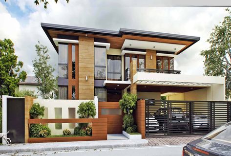 Modern House Philippines, Mid Century Modern House Plans, Philippines House Design, Two Story House Design, Pelan Rumah, 2 Storey House Design, 2 Storey House, Best Modern House Design, House Design Exterior