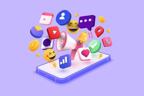 Marketing Icon Illustration, Digital Marketing Graphics, Illustration Social Media, Digital Marketing Logo, Funny Dares, 3d Vector Illustration, Inbound Marketing Strategy, Internet Icon, Marketing Icon