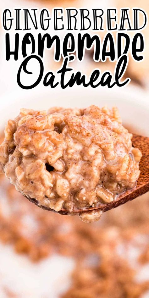 Gingerbread oatmeal. This easy homemade stovetop oatmeal has just a handful of pantry ingredients and takes just 10 minutes to make. Loaded with warming spices this Gingerbread oatmeal is the perfect breakfast to get your morning started. My whole family loves it when I make this homemade oatmeal recipe. Homemade Oatmeal Healthy, Large Flake Oatmeal Recipes, Rice Cooker Oatmeal Recipes, Stovetop Oatmeal Recipes, Hot Oatmeal Recipes, Stove Top Oatmeal, Oatmeal Stovetop, Oatmeal Recipes Breakfast, Amish Oatmeal