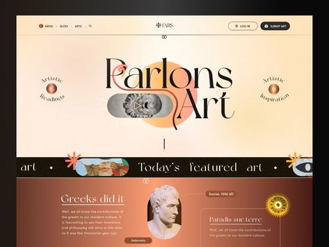 Art Collection and Blog Landing Page by Jamal Hayder for Rylic Studio on Dribbble Painter Website Design Inspiration, Blog Landing Page Design, Blog Page Design, Art Website Design, Blog Landing Page, Web Design Landing Page, Art Web Design, Mises En Page Design Graphique, Website Design Inspiration Layout