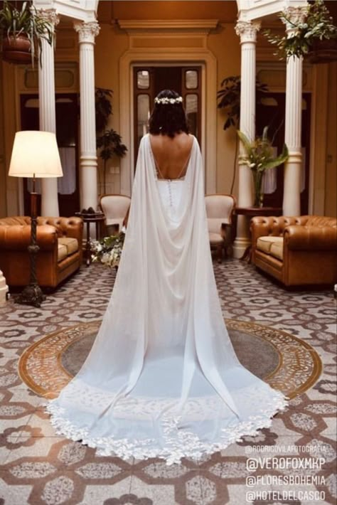 Champagne Wedding Dress With Cape, Cape Veil Long Sleeve Dress, Greek Wedding Veil, Wedding Dresses With Capes, Wedding Gown With Cape, Greek Wedding Dress, Tulle Mermaid Wedding Dress, Wedding Dress Cape, Wedding Dress With Cape