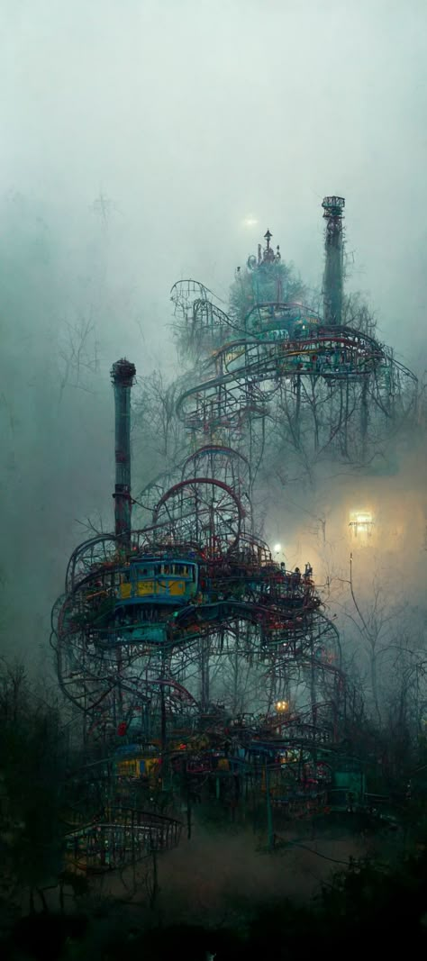 Urban Decay Photography, Haunted Circus, Dark Carnival, Abandoned Theme Parks, Circus Aesthetic, Abandoned Amusement Park, Dark Circus, Ride The Cyclone, Beautiful Ruins