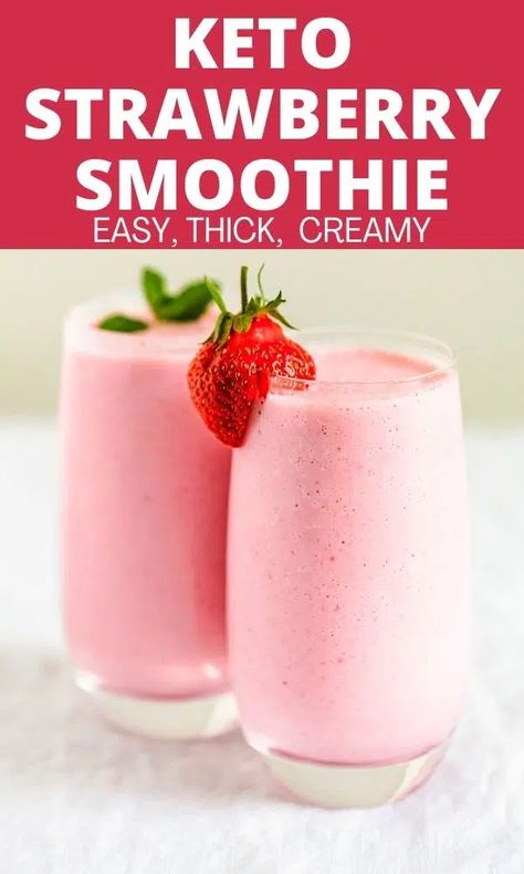 Keto Strawberry Smoothie (4 Ingredients!) Keto Strawberry Smoothie, Strawberry Protein Smoothie, Strawberry Smoothie Recipe, Unflavored Protein Powder, Strawberry Pop Tart, Keto Smoothie, Keto Fruit, Smoothie Recipes Strawberry, Keto Smoothie Recipes