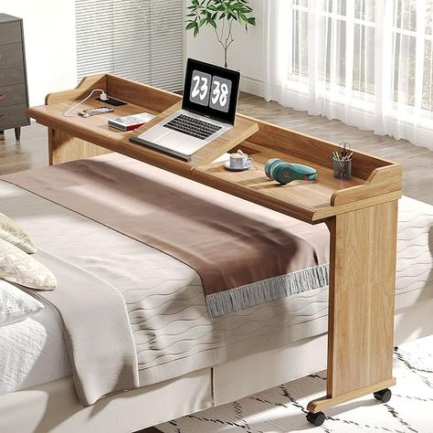 Amazon.com: Tribesigns 70.8" Overbed Table with Wheels Large Over The Bed Table with USB Charging Station, Mobile Computer Desk Standing Workstation with Adjustable Tilt Board for Home, Hospital : Health & Household Bed Table On Wheels, Over Bed Table, Rolling Bed, Laptop Table For Bed, Overbed Table, Computer Stand For Desk, Table With Wheels, Table Computer, Bed Stand