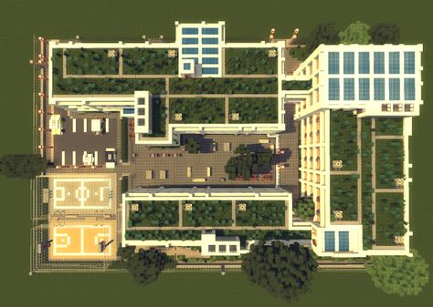 Modern German Highschool Minecraft Map Minecraft City School, Minecraft University Campus, Minecraft School Building Ideas, Minecraft Boarding School, Minecraft City Map, Minecraft Highschool, Minecraft School Building, Minecraft School Ideas, Minecraft University