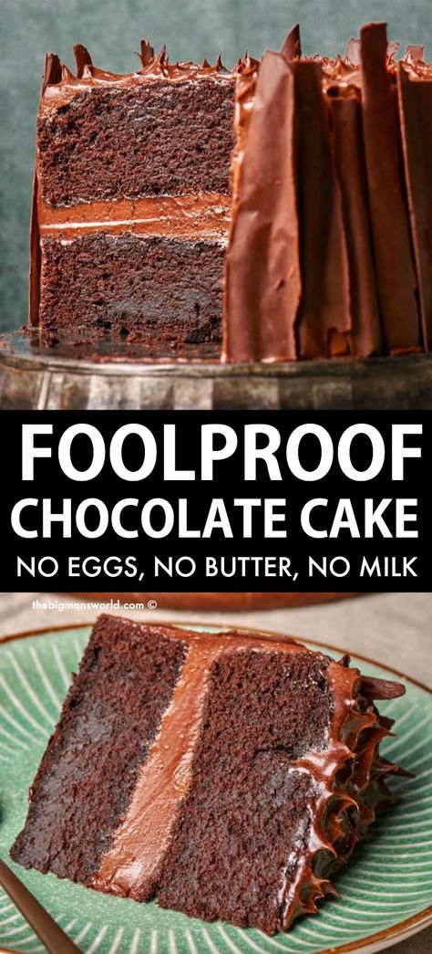 Chocolate Cake No Eggs, Cake No Eggs, Vegan Chocolate Cake Recipe, Patisserie Vegan, Vegan Baking Recipes, Postre Keto, Chocolate Cake Recipe Easy, Vegan Chocolate Cake, Vegan Cake Recipes