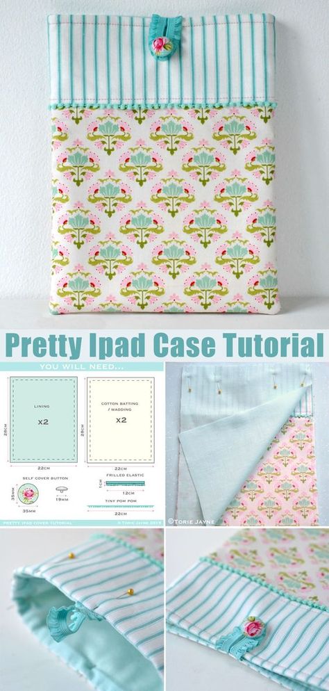 Ipad Case Diy How To Make, Ipad Pouch Pattern, Tablet Cover Sewing Pattern, Book Case Sewing Pattern, Quilted Tablet Case, I Pad Covers Tablet Cases Diy, Sewing Projects Purse, Ipad Bag Diy, Sew A Book Cover