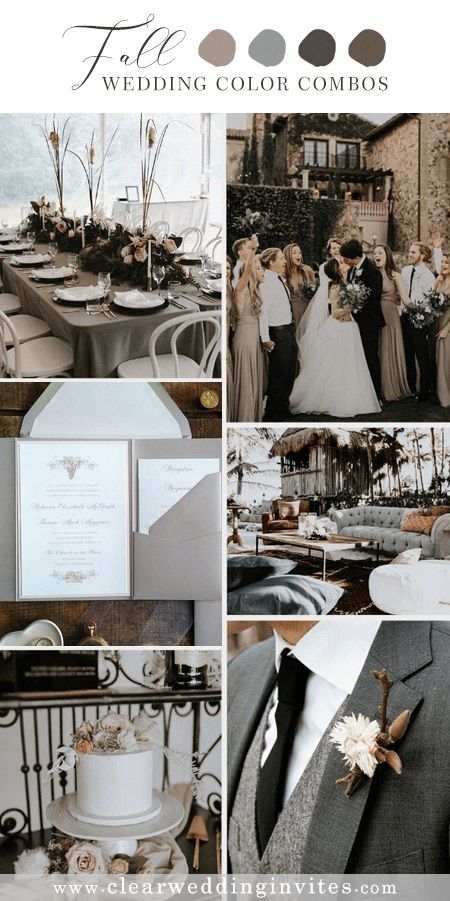 10 Irresistible Fall Wedding Color Combos for Your 2022 Big Day – Clear Wedding Invites Neutral Wedding Color Schemes, Taupe Wedding Colors, Neutral Fall Wedding, Fall Wedding Color Ideas, Grey Wedding Theme, Gray Wedding Colors, Taupe Wedding, Wedding Color Combinations, Wedding Color Pallet