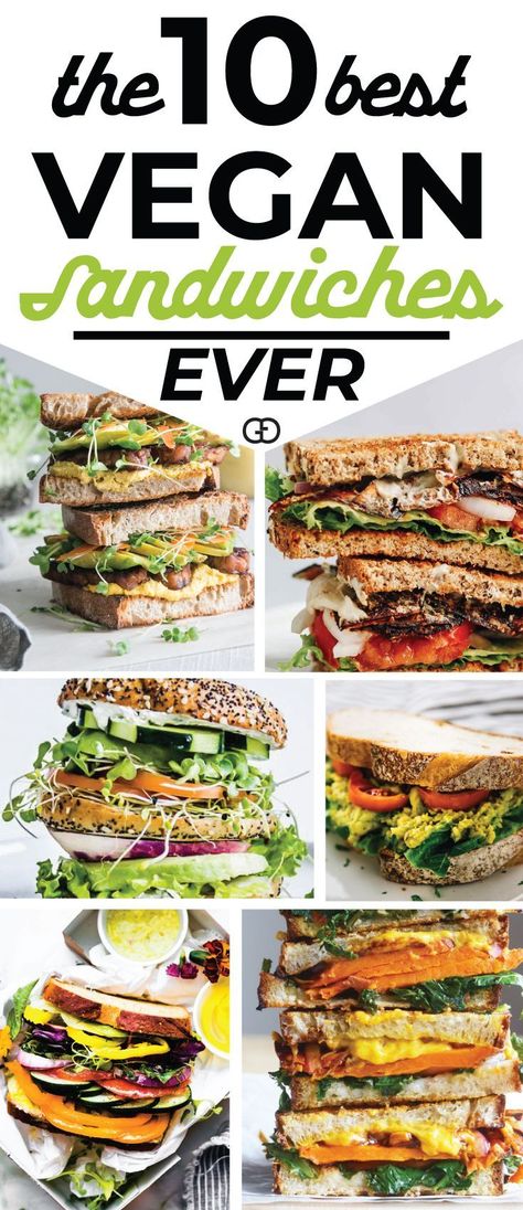 Best vegan sandwich ideas EVER! Healthy, delicious, and easy to make! Yummy! Meat eaters will love these too! #mealprep #vegan #lunchideas #lunchboxideas #vegetarian #sandwichrecipe #healthyrecipes Vegan Sandwiches, Vegan Sandwich Ideas, Quick Gluten Free Meals, Vegan Sandwich Recipes, Sandwich Ideas, Veggie Sandwich, Vegan Lunches, Healthy Sandwiches, Makanan Diet