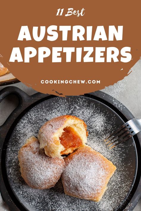 There's something for everyone in here! These 11 best Austrian appetizers including salads, dumplings, and dips are sure to start your party off. Easy Austrian Recipes, Austrian Recipes Traditional, Austrian Appetizers, Around The World Appetizers, International Appetizers Easy, Scandinavian Appetizers, Appetizers From Around The World, European Appetizers, International Appetizers