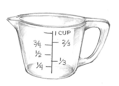 Measuring Cups Drawing, Cup Drawing, Recipe Organizer, Baking Theme, Christmas Eats, Cakes Fondant, Measuring Ingredients, Glass Measuring Cup, Liquid Measuring Cup