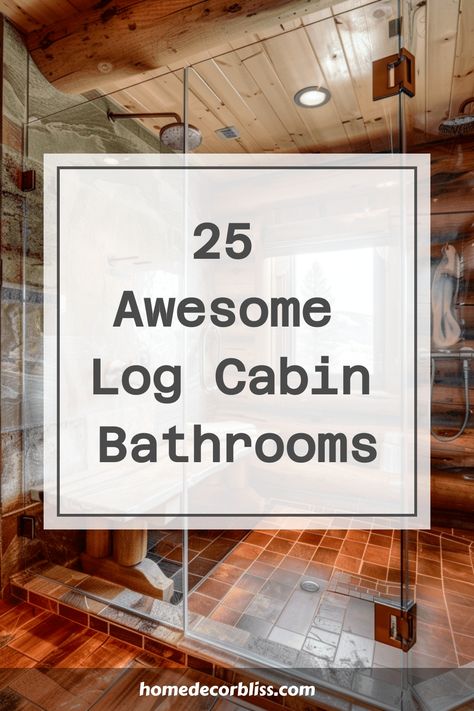 Discover 25 stunning log cabin bathrooms that bring rustic charm and natural beauty into your home. From cozy wooden accents to elegant stone finishes, get inspired to create your own relaxing retreat with these beautiful designs. Whether you're a fan of modern rustic or traditional cabin style, there's a bathroom here for every taste. Embrace the warmth and character of log cabins with these amazing bathroom ideas! Log Cabin Bathroom Vanity Ideas, Lodge Style Bathroom Ideas, Lodge Master Bath, Log Homes Bathroom, Wood In The Bathroom, Rustic Log Cabin Bathroom, Log Cabin Homes Interior Bathroom, Modern Mountain Home Bathroom, Log Cabin Bathroom Ideas Rustic