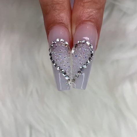 Danny on Instagram: “Name dis design pls. Valentines is coming close.are u ready...? Tag & share to ur friends please . 😘😘❤️#valentines 😎#nailgoals…” Heart Nails Diamonds, Rhinestone Heart Nails Designs, Heart Nails Rhinestones, Half Heart Rhinestone Nails, Dazzling Heart-shaped Wedding Diamond Ring, Best Friend Nails Ideas, Pink Acrylic Nail Designs, Bright Nail Designs, Acrylic Nails Nude