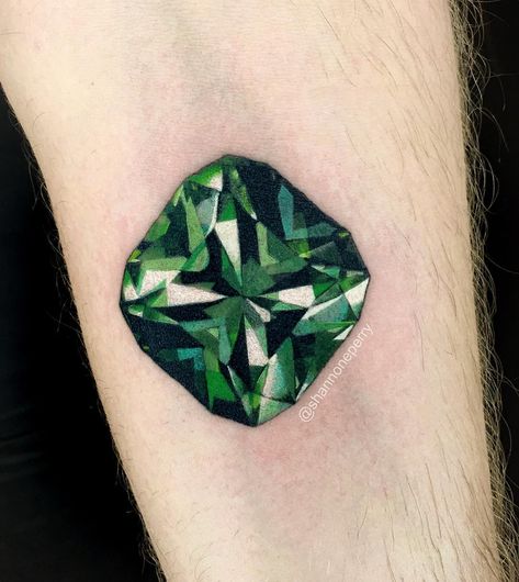 Shannon Perry Emerald Tattoo, Diamond Tattoo, Stone Tattoo, Green Tattoos, Gem Tattoo, Jewel Tattoo, Crystal Tattoo, Ancient Tattoo, Diamond Tattoos