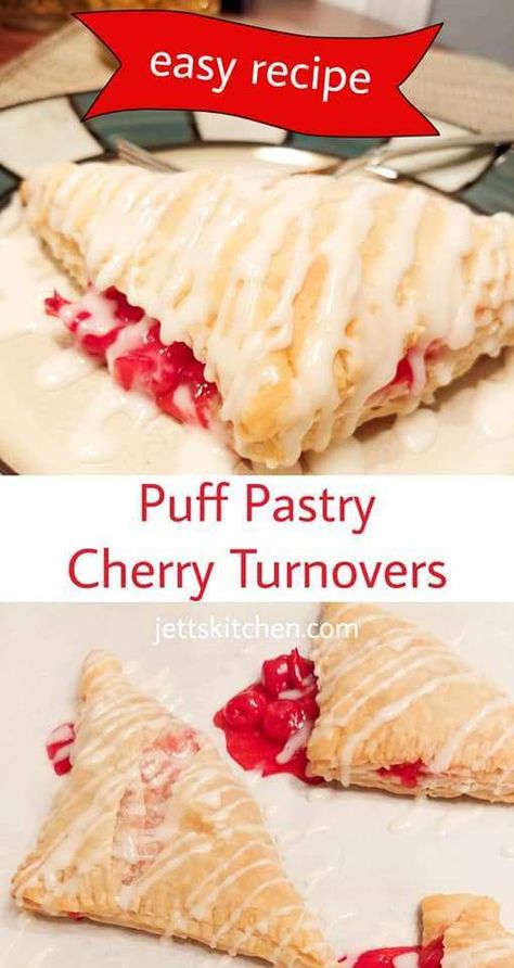 Desserts With Pastry Sheets, Puff Pastries Dessert, Refrigerated Puff Pastry Recipes, Pastry Dough Recipe Desserts, Pastry Sheet Recipes Desserts, Puff Pastry With Cherries, Easy Apple Turnovers With Puff Pastry, Desserts With Puff Pastry, Pastry Sheet Recipes