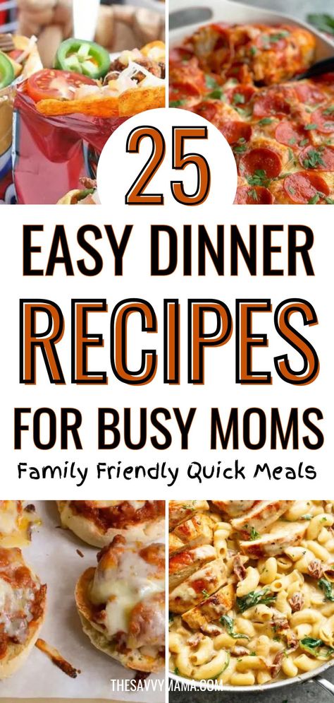 Check out 25 easy dinner recipes perfect for busy moms! These healthy and cheap recipes are ideal for families and kids. From crockpot meals to dishes that are so easy to make, you'll find options that fit your hectic schedule. These nutritious recipes are perfect for cooking for a family with kids, making dinner time simple and stress-free. Pin now to simplify your meal planning with these family-friendly favorites! Quick And Easy Dinner With Chicken, Busy Moms Dinner Ideas, Easy Dinner For Family With Kids, Easy Supper Ideas For Family, Dinner In 15 Minutes Or Less, Easy Dinner No Cook, Healthy But Delicious Recipes Dinners, Family Weekly Meal Plan Dinners, Healthy Quick Dinners Families