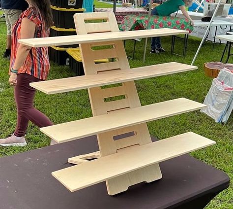 (2) Free CNC Art Files & CNC Talk | does anyone know where i could find a file like this | Facebook Tent Displays Show Booth, Portable Displays For Craft Shows, Tier Display Stand, Craft Booth Design, Portable Shelves, Free Standing Display, Collapsible Shelves, Mountain Wood Art, Shelf Units