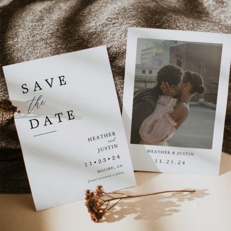 Sabe The Date, Save The Date Minimalist, Modern Save The Dates, Date Photo, Save The Date Designs, Photo Save The Date, Wedding Announcement, Save The Date Photos, Simple Invitation