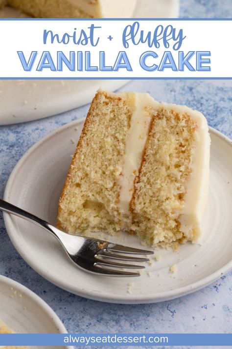 This classic vanilla cake recipe is the absolute BEST! With a moist and tender crumb and real vanilla flavor you can actually taste, it's the perfect cake for a birthday, graduation, bridal shower, or any celebration... or just because. Bake it as a layer cake, sheet cake, or cupcakes - this one recipe can do it all! Delicious Vanilla Cake Recipe, The Best Vanilla Cake, Best Vanilla Cake, Fluffy Vanilla Cake, Cake Sheet, Easy Vanilla Cake, Unfrosted Cake, Easy Vanilla Cake Recipe, Cake Decorating For Beginners