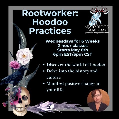 🌟 Embark on a Magical Journey into Hoodoo! 🌟

📚 Yes, you're allowed to practice Hoodoo. You are! Join us as we delve into the mystical world of Hoodoo with our 6-week course 🌿✨

Discover the Rich History & Potent Practices:
- Learn from experienced practitioners about spellwork, divination, herbalism, and how to honor your ancestors.
- Explore candle magic, mojo bags, spiritual baths, and the powerful use of roots, herbs, and minerals. Hoodoo Heritage Month, Honor Your Ancestors, Spiritual Baths, Hoodoo Magic, Magical Universe, Hoodoo Spells, Witchy Tips, Mojo Bags, Samhain Halloween