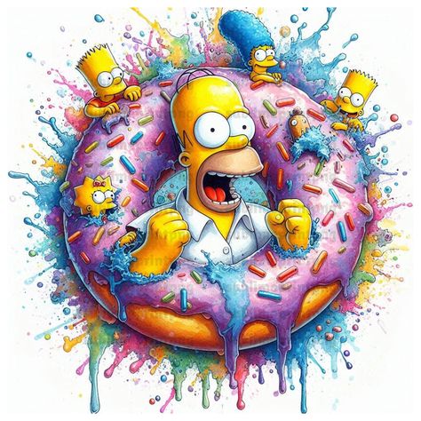 The Simpsons Drawings Trippy, Simpsons Poster, Yellow Donut, Bart Simpson Art, Simpsons Drawings, Marge Simpson, Simpsons Art, The Simpson, Tumbler Ideas