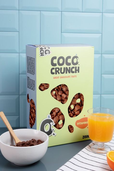 This is mockup for a cereal brand Coco crunch. Stickers. Food packaging. #art #design #artshop #artinspiration #crafts #artwork #sketches #designideas #pinterestart #graphicdesign Follow me on Instagram: k.malacanova or creodizains Website: www.creodizains.com Tiktok: creodizains 🧡 Cereal Branding Design, Cereal Box Design Ideas, Brief Graphic Design, Cereal Branding, Cereal Packaging Design, Cereal Design, Coco Crunch, Cereal Box Design, Cereals Packaging Design